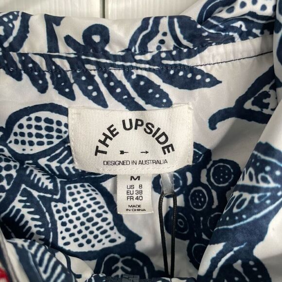 The Upside Womens Jacket 8 Blue Floral Batik Serena Anorak Hooded Gorpcore - Picture 7 of 11